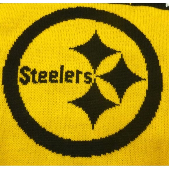 NFL Steelers V-Neck Ugly Christmas Sweater Size M Black & Gold Knit - Picture 3 of 8